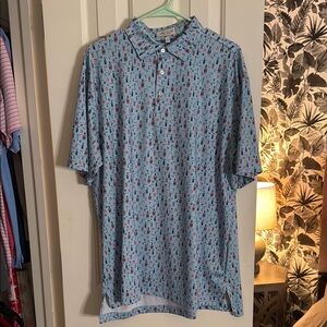 Blue Polo Shirt with Short Sleeves and Collar